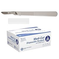 Dynarex 4130 Medi-Cut Scalpel, Disposable, Finely Honed Stainless-Steel Blade with Plastic Blade Guard, #10, Grey, Pack of 100