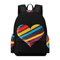 LGBT Rainbow Heart Graphic Laptop Backpack for Women Men Cute Shoulder Bag Printed Daypack for Travel Sports Work