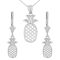 STERLING SILVER PINEAPPLE PENDANT EARRING SET - Pendant/Necklace Option: Pendant With 18