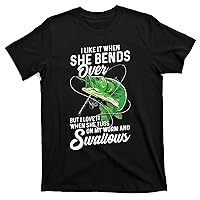 I Like It When She Bends Over Fishing Gifts for Men T-Shirt Black