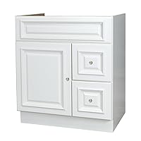 New Vintage 30 Inches Vanity Shaker Bathroom 2 Drawers Right 1 Door Cabinet Single Sink Base Bath Faucet Wall Vanities Traditional Kitchen White Hardwood Wood 30