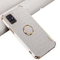 for Samsung Galaxy A82 A02S A71 A42 A12 A21S A32 A51 A11 A50S A70S A72 A52 A41 J2 J5 A22 5G 4G Phone Case Crocodile Pattern Ring Brackets Anti-Fall Phone Cover (Samsung A51 4G,White)