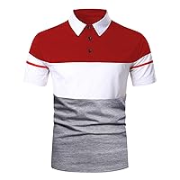 Mens Short Sleeve Polo Shirts Zipper Printed Athletic Golf Tennis T-Shirt Tops Workout Sports Golf Lapel Tee Tops