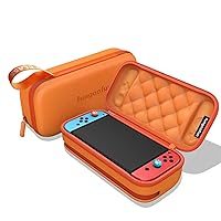 fungoofun Nintendo Switch OLED Protector - Switch Lite Console-Protective Cover Shockproof Travel Shell Pouch, Nintendo Switch Lite Case Storage Bag for Earphone Charge Cable Switch Game Case Orange