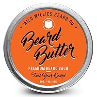 Wild Willies Premium Beard Balm Leave-In Conditioner - Beard Softener with Essential Oils Nourishes & Hydrates Facial Hair - Beard Butter for Healthy Mustache & Daily Grooming Routine, 2 Oz