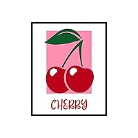 Poster Master Cherry Poster - Red Cherries Print - Food & Drink Art - Housewarming Gift for Him, Her, Baker, Pastry Chef - Perfect Wall Decor for Kitchen, Restaurant, Bakery - 11x14 UNFRAMED Wall Art