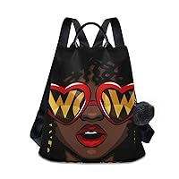 ALAZA Afro African American Woman Backpack Purse for Women Anti Theft Fashion Back Pack Shoulder Bag