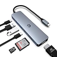USB C HUB, 7 in 1 Hub Adapter, HDMI Output, 100W PD, USB C 3.0, 2 x USB 3.0, SD and Micro SD Card Reader, Ideal for USB C Laptops Dell XPS/HP/Surface and More Type C Devices