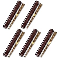 CTC-124750 Chopsticks & Chopsticks Case Set, 1.1 x 7.5 x 0.6 inches (27 x 190 x 16 mm), 7.1 inches (180 mm), Houndstooth Pattern, Clean Coat Treatment, Pack of 5