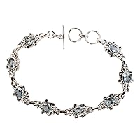 Blue Topaz Gemstone 925 Sterling Silver Bracelet Fabulous Handmade Jewellery Gift For Her