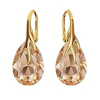 Gold-plated 24K 925-sterling silver earrings with crystals from Swarovski® - Claws Pear - Many colors - Earrings - Jewelry for women with a gift box