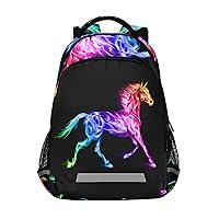 Colorful Fire Horse Backpacks Travel Laptop Daypack School Book Bag for Men Women Teens Kids