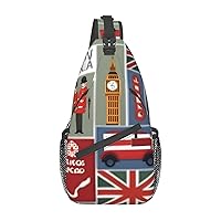 England Symbols Print Sling Bag Crossbody Sling Backpack Travel Hiking Chest Bags For Women Men