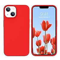 GUAGUA Compatible with iPhone 13 Case 6.1 Inch Liquid Silicone Soft Gel Rubber Slim Thin Microfiber Lining Cushion Texture Cover Shockproof Protective Phone Case for iPhone 13, Red