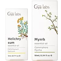 Helichrysum Oil for Skin (0.17 fl oz) & Myrrh Oil for Skin (0.34 fl oz) Set - 100% Natural Therapeutic Grade Essential Oils Set - Gya Labs