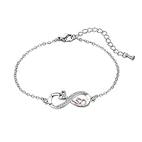 ZakiaHo 12 13 16 18 21 30 40 50 60 70 Birthday Gifts for Women Girls Dainty Adjustable Love Heart Infinity Rose Gold Plated Clear Crystal Bracelets