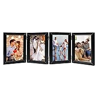 POILKMNI 4 Folding 4x6 Inch Hinged Picture Frame High Definition Natural Wood Picture Frame Rustic Desktop Acrylic Frame Family Photo Collage for Birthday Thanksgiving Christmas Family Lover Gift
