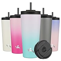 22OZ Insulated Tumbler with Lid and 2 Straws Stainless Steel Water Bottle Vacuum Travel Mug Coffee Cup,Oasis