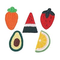 Hair Clips 5 Pcs Set, Knitted Colorful Cute Fruit HairPins, Handmade Crochet Lovely Hair Slide, Strawberry Carrot Lemon Watermelon Avocado Fashion Barrettes Hair Accessories For Girls Kids Women Gifts