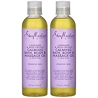 Skin Care, Bath, Body & Massage Lotion & Oil Moisturizer for Sensitive Skin, Lavender, Wild Orchid, Shea Butter, Pack of 2-8 Oz Ea
