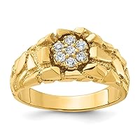 10k Gold Polished Nugget Cluster Diamond Mens Ring Size 10.00 Measures 9.58mm Wide Jewelry for Men