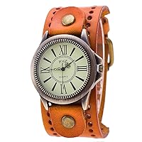 Men's Leather Casual Quartz Watch, Retro Simple Fashion Buckle Strap Leather Casual Watch