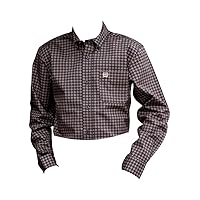 Cinch Boy's Brown Geometric Print Button Down Shirt