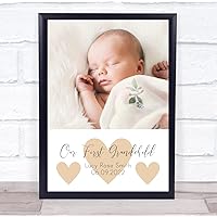 The Card Zoo Our First Grandchild Photo Heart Quote Yellow Grandparents New Baby Gift Print