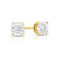 Natalia Drake 1/10 Cttw Diamond Stud Earrings for Women or Men in 925 Sterling Silver Miracle Plate Halo Color I-J/Clarity I1-I2