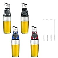 CHUYIREN Olive Oil Dispenser Bottles Set of 4, 17oz Glass Oil container for Kitchen, Soy Sauce Dispenser with Measurement Scale(Silver, Black, Red, Blue)