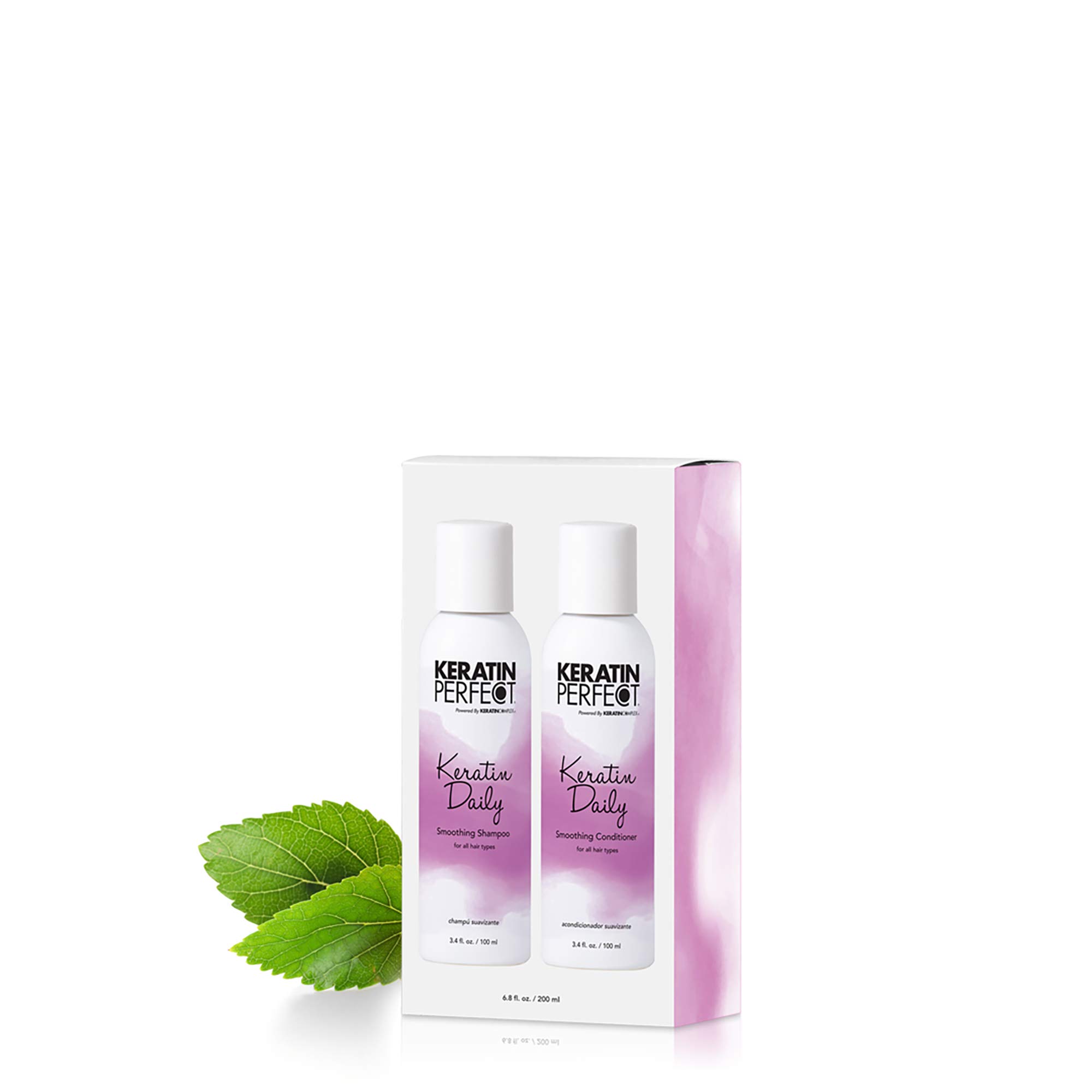Keratin Perfect - Daily Travel Duo - Shampoo & Conditoner - Smooth glossy hair - Anti - Frizz - Prolongs treatment - All Hair Type - sulphate Paraben Free - 3.4 Oz