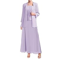 SERYO Mother of The Bride Dresses Lace Mother of The Groom Dresses with Jacket Lavender US22W
