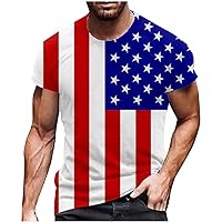 Mens American Flag Casual T-Shirt Short Sleeve Patriotic Shirt for Men 4th of July Sport Shirts Summer Beach Tees