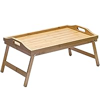 Bed Tray Table Foldable Breakfast Tray with Legs Sturdy Wooden Breakfast in Bed Tray with Handles Food Tray 11.8x19.7x9.3 Inch Breakfast Tray
