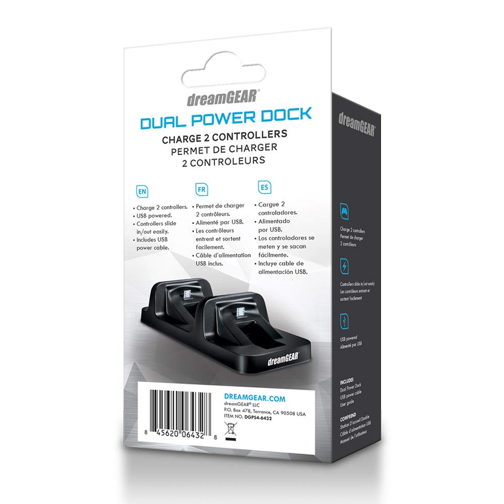 dreamGEAR DGPS4-6432 PS4 Dual Power Dock Black