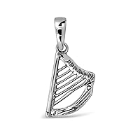 WithLoveSilver 925 Sterling Silver Charm Tiny Celtic Harp Musical Pendant