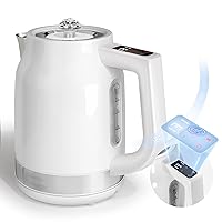 Electric Kettles GREECHO Temperature Control with LED Display, 1500W Fast Boiling Hot Water Kettle, 1.7L Stainless Steel Tea Kettle with Auto Shut-Off & Boil Dry Protection, Pearlescent White