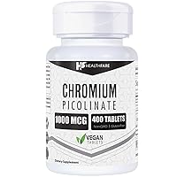 Chromium Picolinate 1000mcg | 400 Tablets | Support Carbohydrate Breakdown & Metabolism | Non-GMO and Gluten-Free by HealthFare