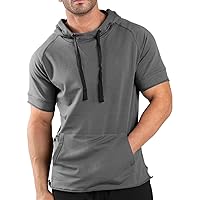 COOFANDY Men's Short Sleeve Hoodie Workout Gym Sweatshirt Muscle Fit Fashion Athletic Hoodies Pullover Cotton Hooded T-Shirts