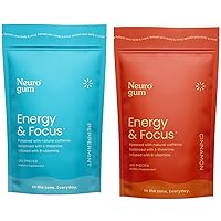 NeuroGum Energy Caffeine Gum (180 Pieces) - Sugar Free with L-theanine + Natural Caffeine + Vitamin B12 & B6 - Nootropic Energy & Focus Supplement for Women & Men - Peppermint & Cinnamon Flavor
