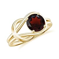 Natural Garnet Infinity Knot Ring for Women Girls in Sterling Silver / 14K Solid Gold/Platinum