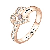 Personalized 10k 14k 18k Solid Gold Mother Rings – Custom 1-8 Family Names Heart Birthstone Ring- Gift for Mother Daughter