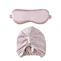 ZIMASILK 22 Momme Mulberry Silk Sleep Cap & 22 Momme Eye Mask for Sleeping,100% Pure Mulberry Silk for Hair and Skin