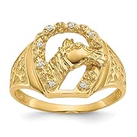 14k Yellow Gold Polished Prong set Not engraveable Diamond mens ring Size 10 Jewelry Gifts for Men