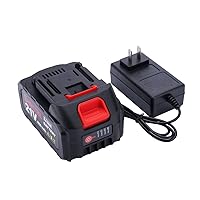 21V Lithium Battery with Electric Quantity Display, 4.0 Ah Battery with Charger Adapter Led Indicator Compatible with Leaf Blower and Mini Saw