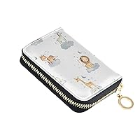 Small Credit Card Case Riskfree Money Organizers for Girl RFID Card Case Wallet for Work Safari Animals Watercolor