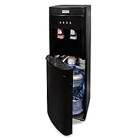 Igloo Hot and Cold Water Cooler Dispenser - Holds 3 & 5 Gallon Bottles, 2 Temperature Spouts with Dispensing Paddles, No Lift Bottom Loading, Child Safety Lock - Black