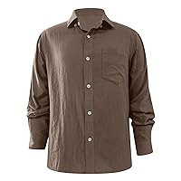 Men's Casual Lapel Cotton Linen Cardigan Long Sleeve Leisure Retro Beach Shirt Summer Loose Button Down Tops