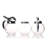 Purism Style- 6oz Glass Cheese Shaker, Sugar Dispenser & Syrup Dispenser Kitchen Set of 3