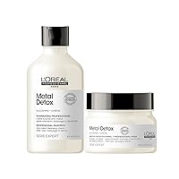 L'Oreal Metal Detox Shampoo & Mask Set - Prevents Damage, Prolongs Color, Anti-Breakage, Sulfate-Free - For All Hair Types